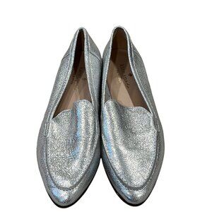 Kate Spade New York Womens Shiny Silver Leather Loafers 5.5 M